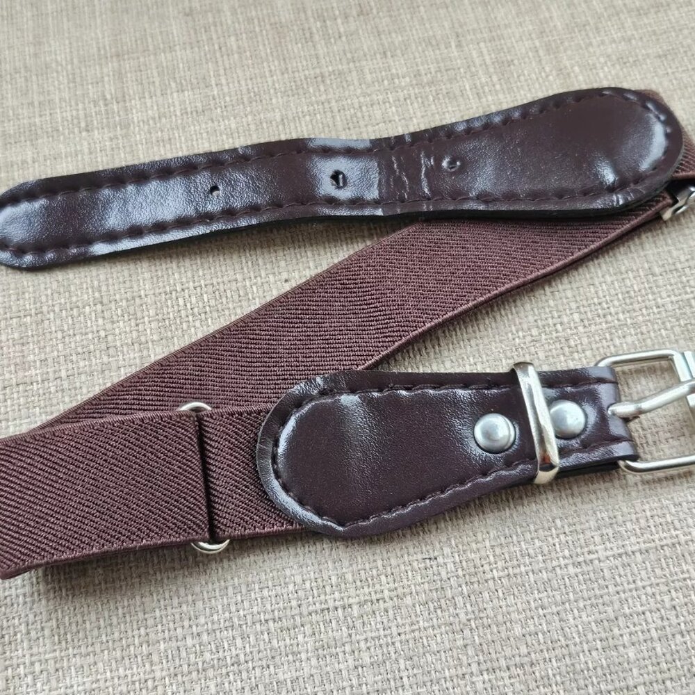 Dog Collar Belt Brown Faux Leather Stretched Elastic Adjustable Unbranded